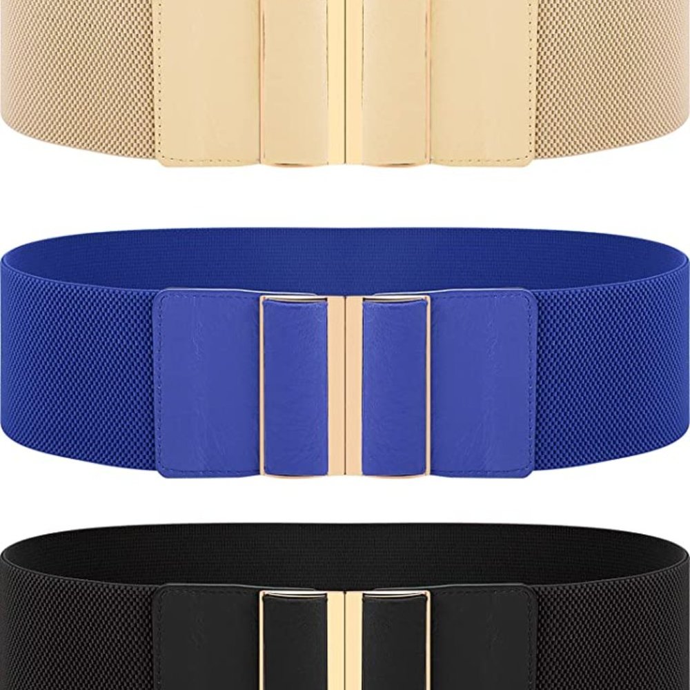 3 Pieces Women Wide Belt for Dresses Stretchy Cinch Belt Elastic Vintage Belt